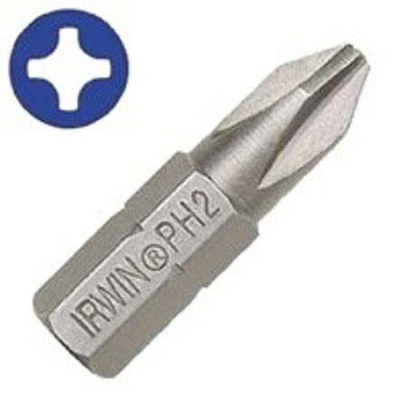 Irwin 3510472C Insert Bit, 2 Drive, PhillipsSlotted Drive, 14 in Shank, Hex Shank, 1 in L, Steel IWAF21PH2-2